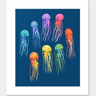 Rainbow Watercolor Jellies Posters and Art